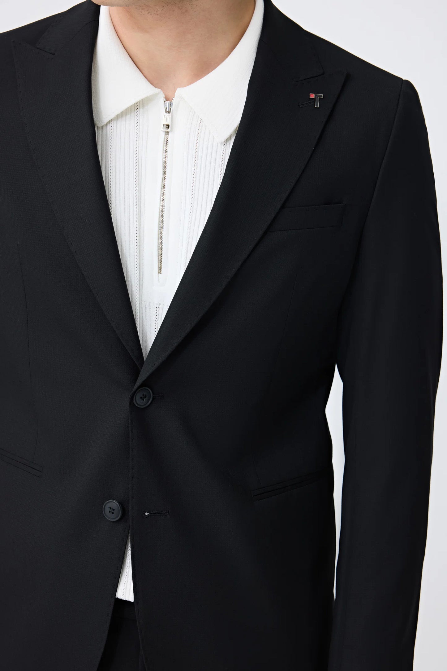 Tween Slim Fit Siyah Armürlü Takim Elbise