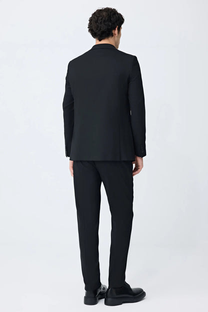 Tween Slim Fit Siyah Armürlü Takim Elbise