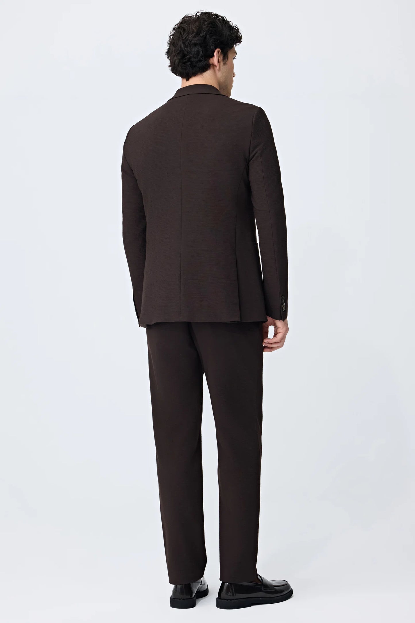 Tween Slim Fit Kahverengi Çizgili Takim Elbise