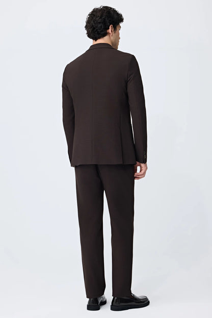 Tween Slim Fit Kahverengi Çizgili Takim Elbise