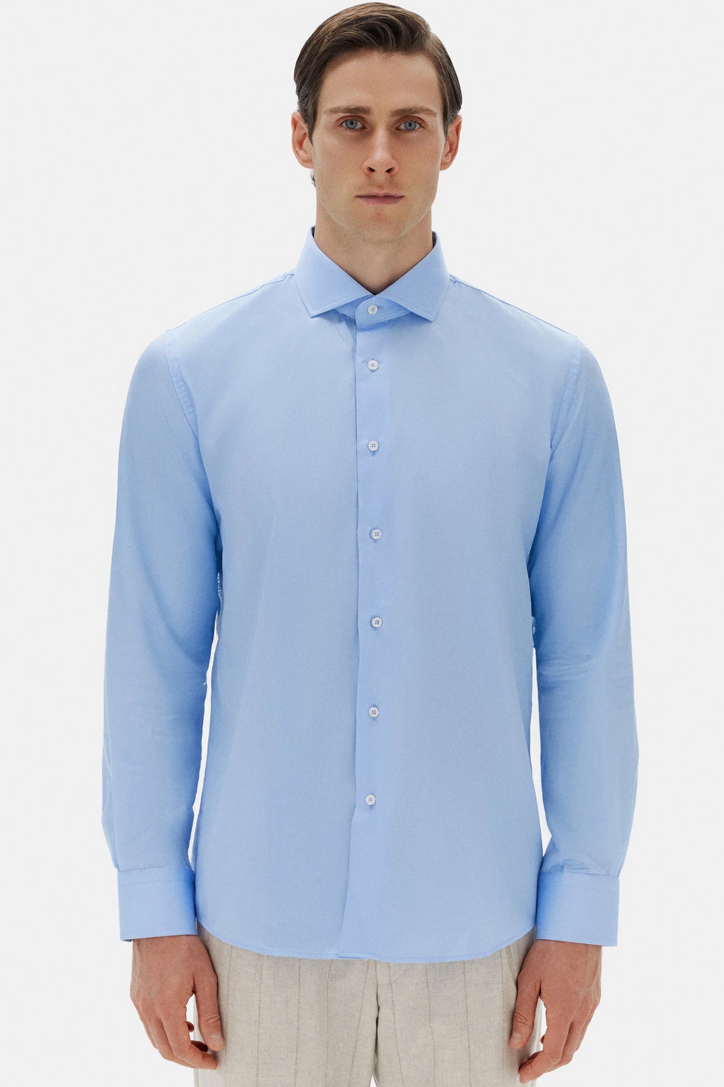 Damat Slim Fit Açık Mavi Düz Nano Care Gömlek