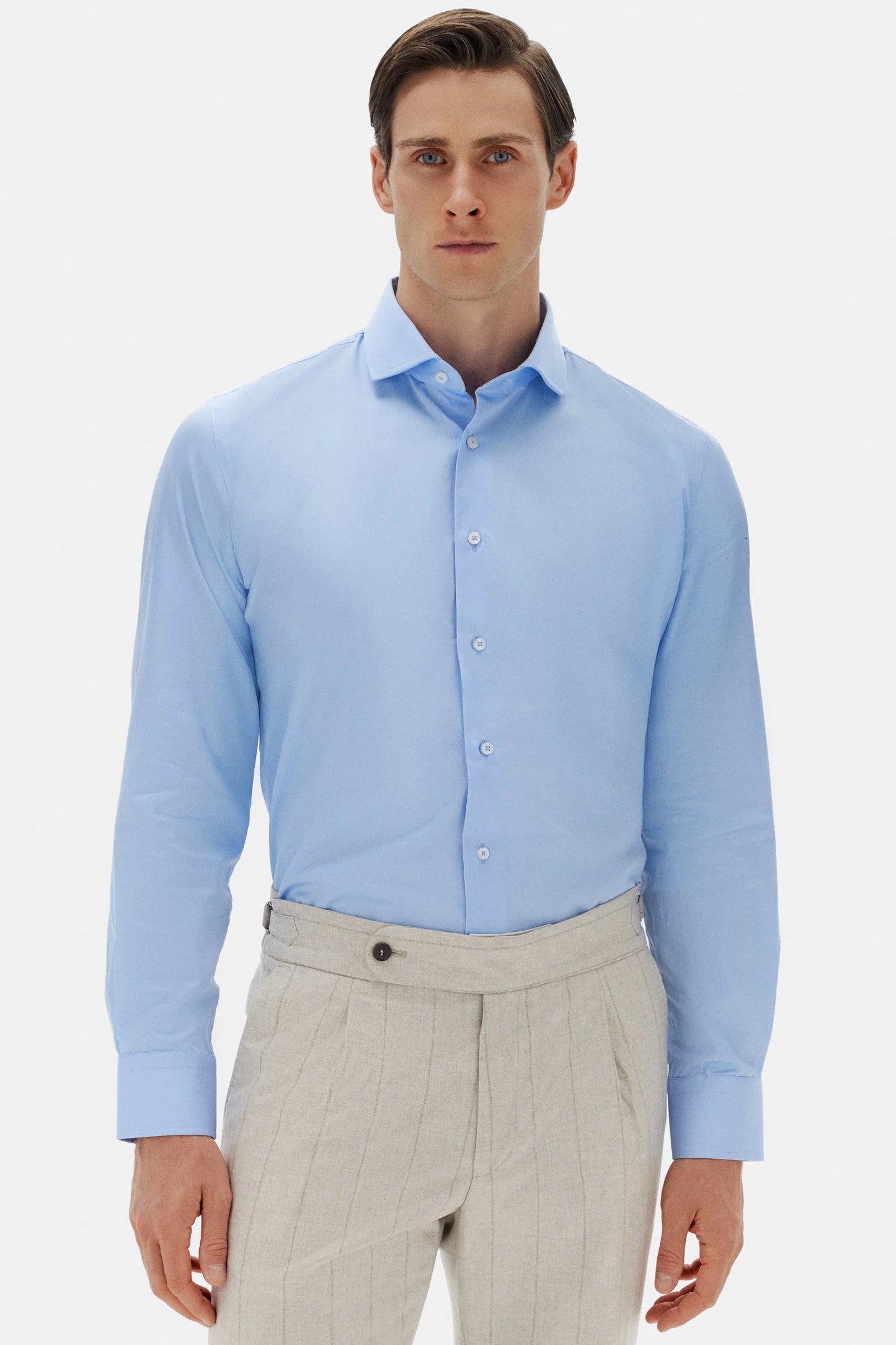 Damat Slim Fit Açık Mavi Düz Nano Care Gömlek