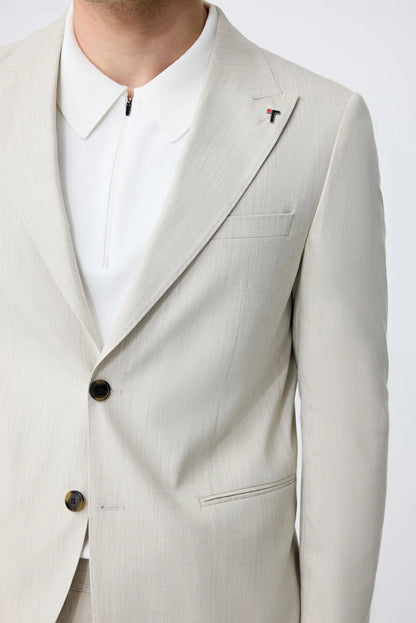 Tween Slim Fit Bej Armürlü Takim Elbise