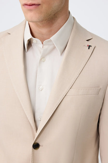 Tween Slim Fit Bej Armürlü Takim Elbise