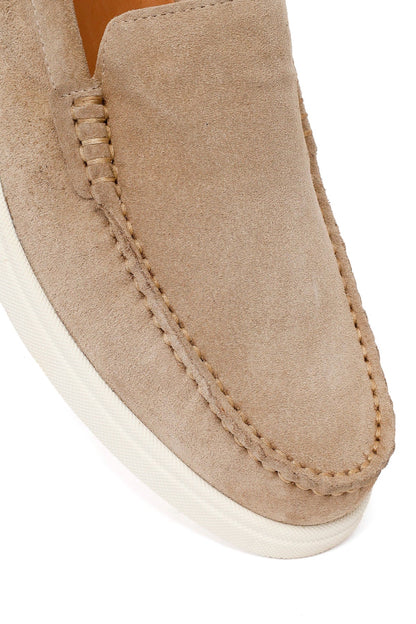 Erkek Bej Süet Deri Loafer