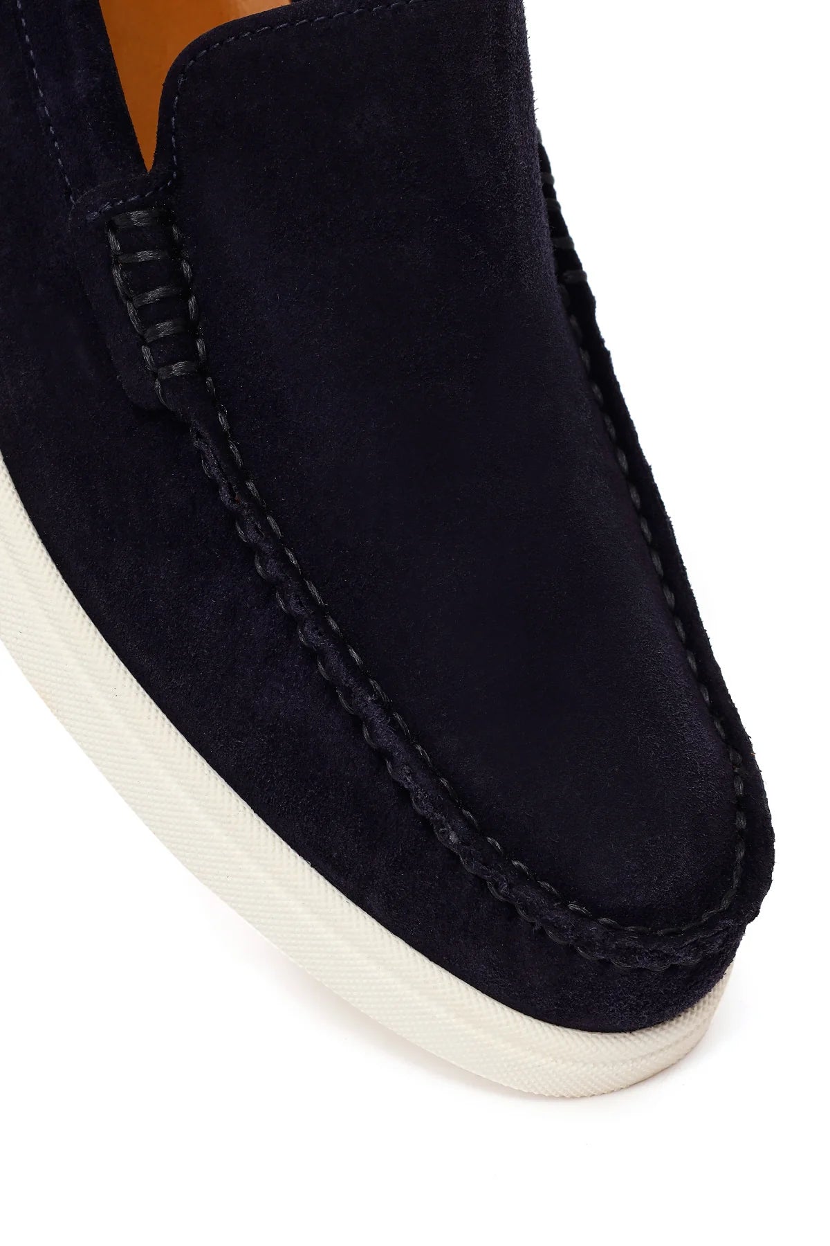 Erkek Lacivert Süet Deri Loafer