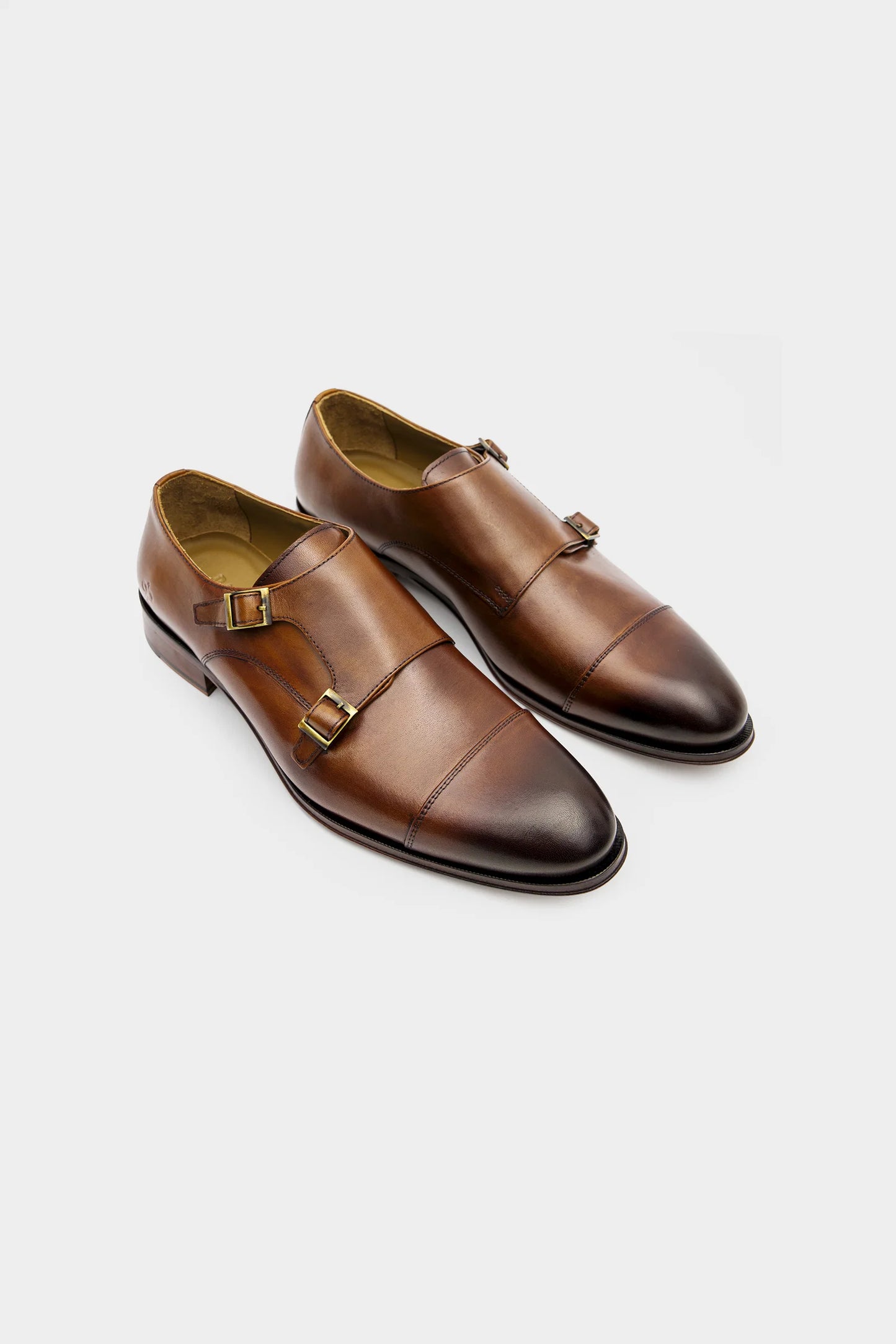 Damat Taba Hakiki Deri Çift Tokalı Monk Strap Ayakkabı