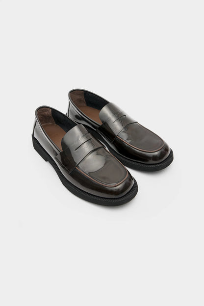 Damat Kahverengi Hakiki Deri Penny Loafer Ayakkabı