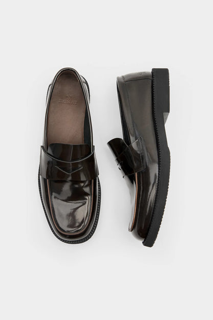 Damat Kahverengi Hakiki Deri Penny Loafer Ayakkabı