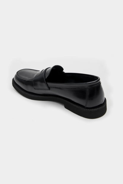 Damat Siyah Hakiki Deri Penny Loafer Ayakkabı