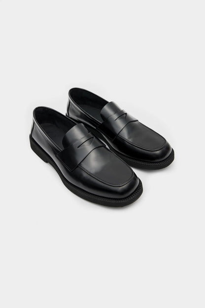 Damat Siyah Hakiki Deri Penny Loafer Ayakkabı