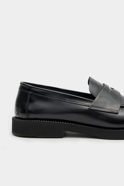 Damat Siyah Hakiki Deri Penny Loafer Ayakkabı