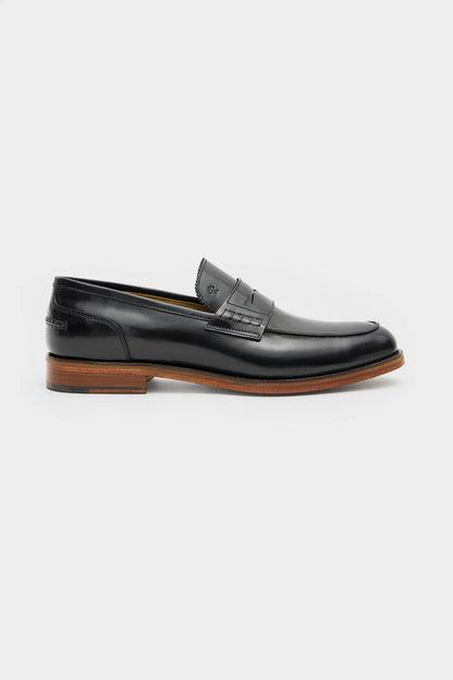 Damat Siyah Hakiki Deri Klasik Penny Loafer Ayakkabi