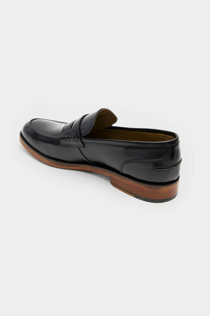 Damat Siyah Hakiki Deri Klasik Penny Loafer Ayakkabi