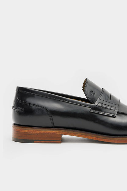 Damat Siyah Hakiki Deri Klasik Penny Loafer Ayakkabi