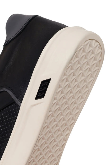 Erkek Siyah Bağcıklı Kalın Tabanlı Deri Sneaker