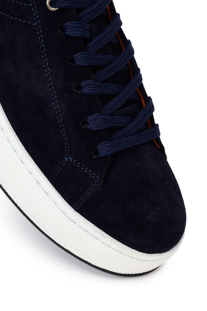 Erkek Lacivert Bağcıklı Kalın Tabanlı Süet Deri Sneaker