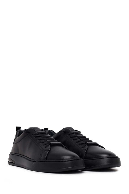 Erkek Siyah Bağcıklı Deri Sneaker