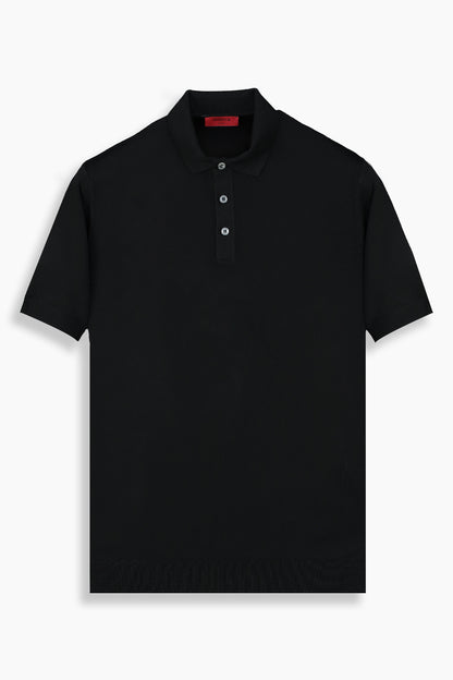 Relax Fit Polo Yaka Siyah Triko Tişört