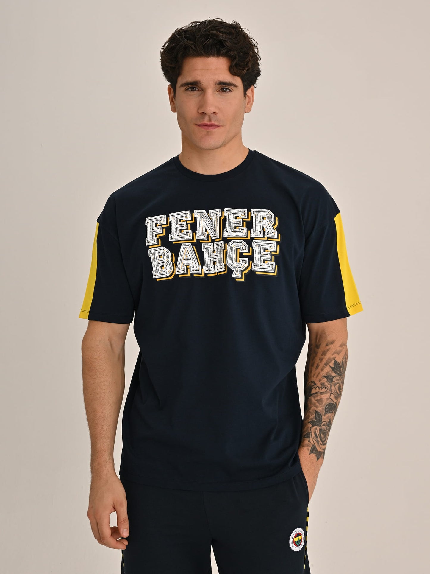 Fenerbahçe Lacivert Kolej Katmanlı Erkek Oversize Tshirt