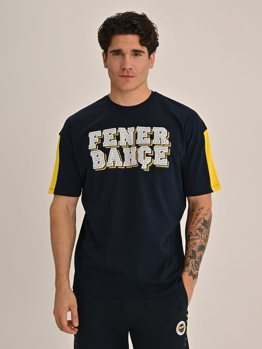 Fenerbahçe Lacivert Kolej Katmanlı Erkek Oversize Tshirt
