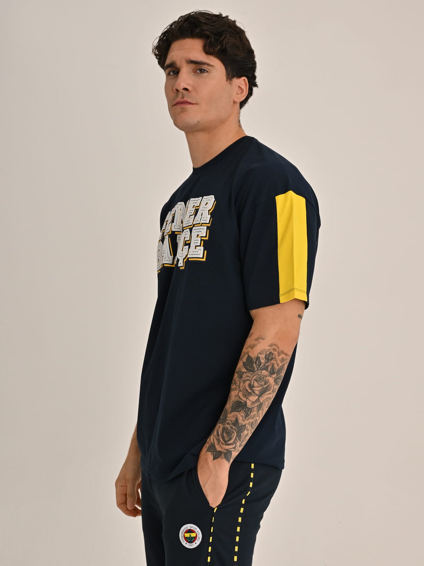 Fenerbahçe Lacivert Kolej Katmanlı Erkek Oversize Tshirt