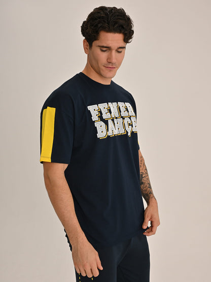 Fenerbahçe Lacivert Kolej Katmanlı Erkek Oversize Tshirt