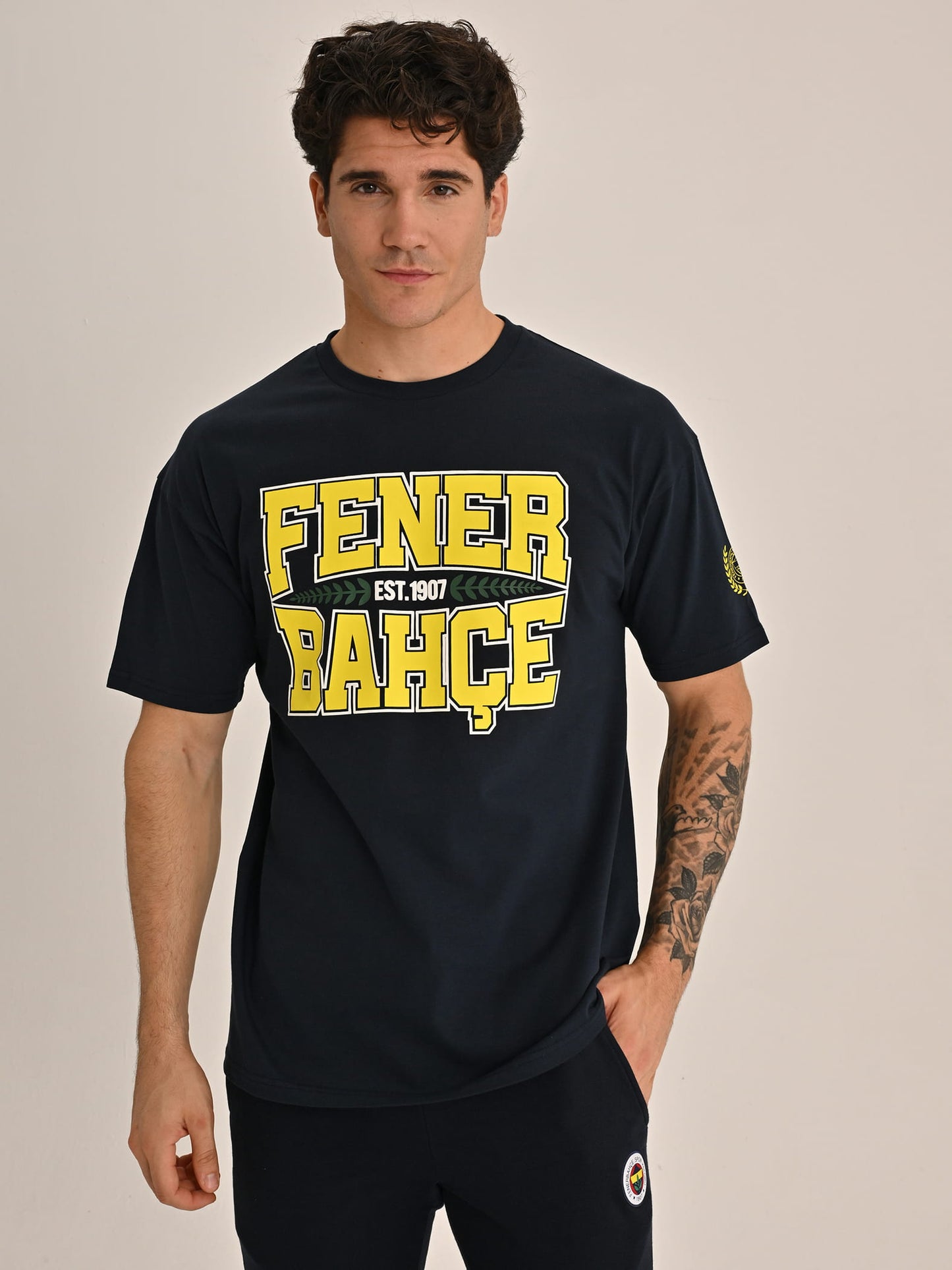 Fenerbahçe Lacivert Kolej Established 1907 Erkek Oversize Tshirt