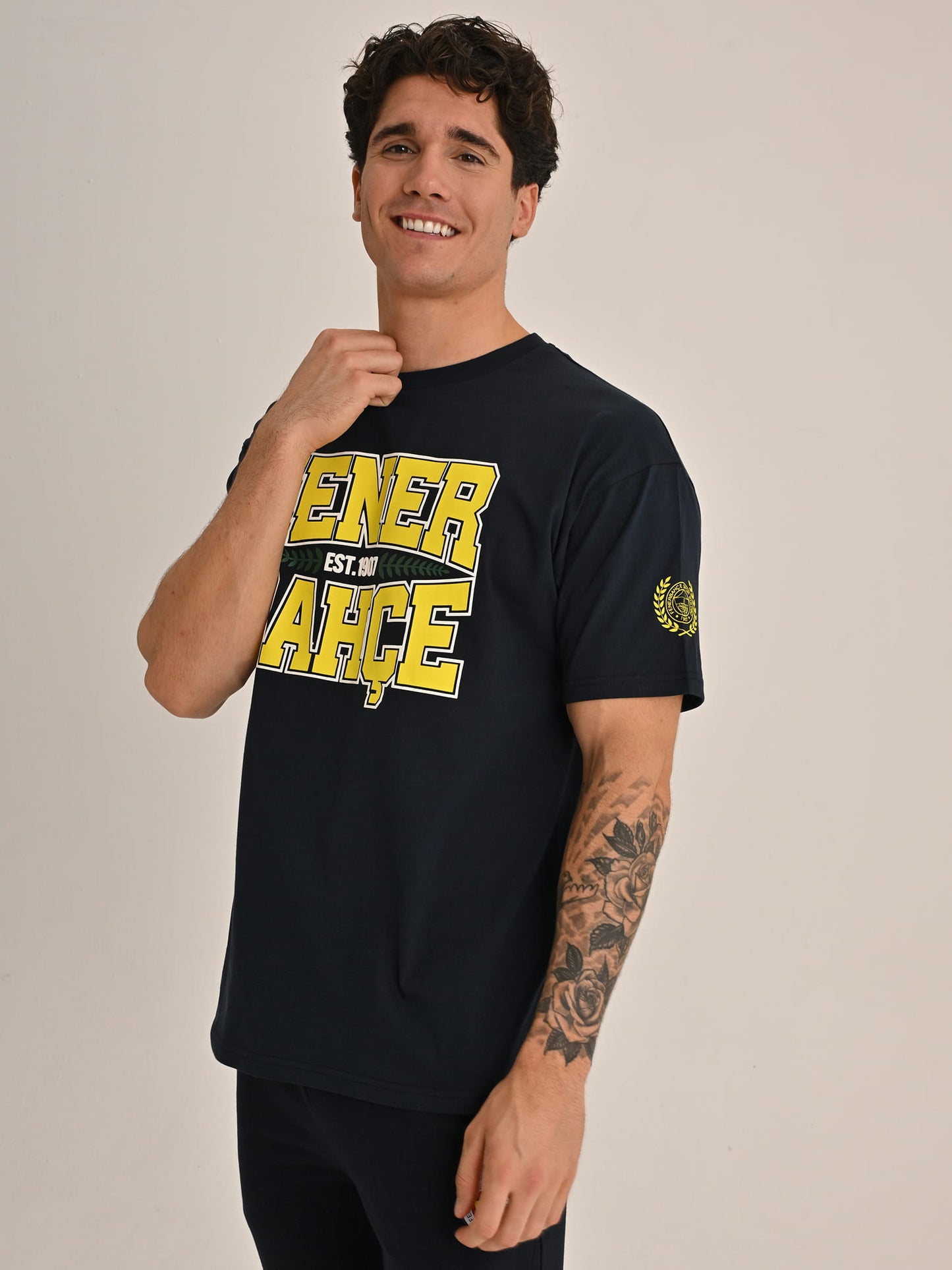 Fenerbahçe Lacivert Kolej Established 1907 Erkek Oversize Tshirt