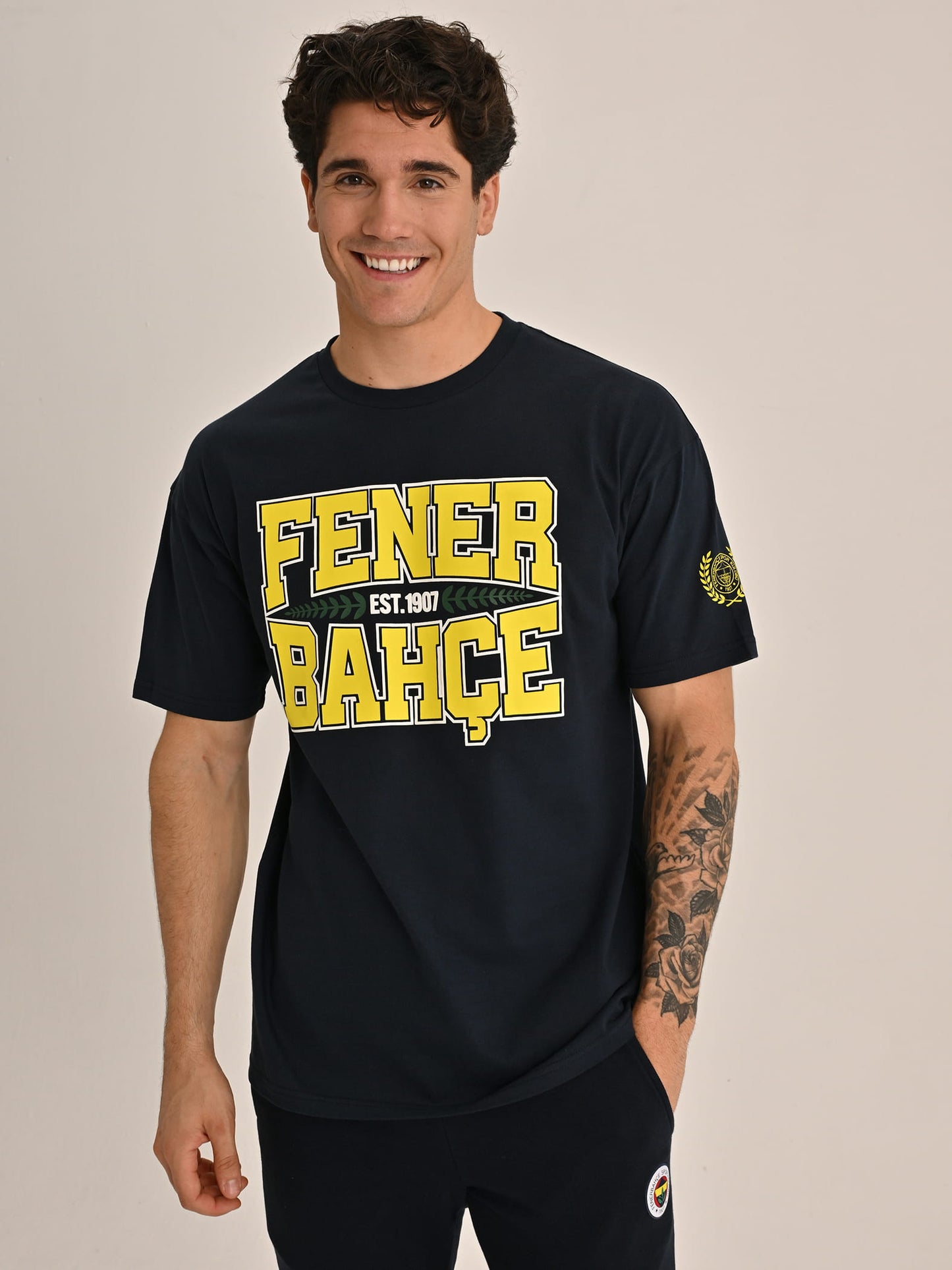 Fenerbahçe Lacivert Kolej Established 1907 Erkek Oversize Tshirt
