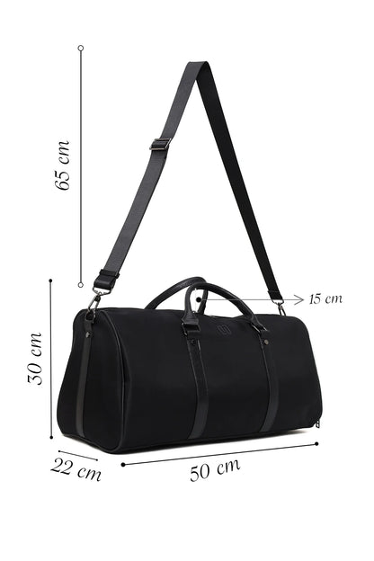 Unisex Siyah Uzun Askılı Seyahat Çantası