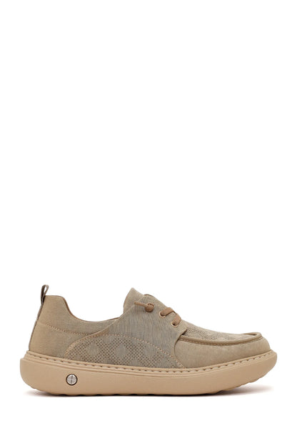 Derimod Zero Erkek Bej Bağcıklı Kumaş Sneaker