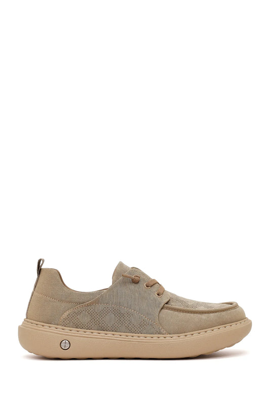 Derimod Zero Erkek Bej Bağcıklı Kumaş Sneaker
