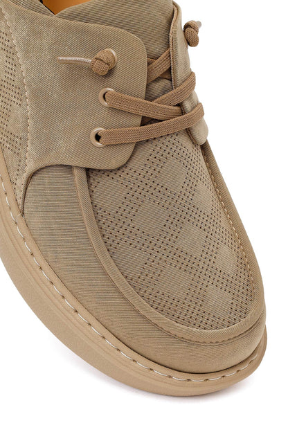 Derimod Zero Erkek Bej Bağcıklı Kumaş Sneaker