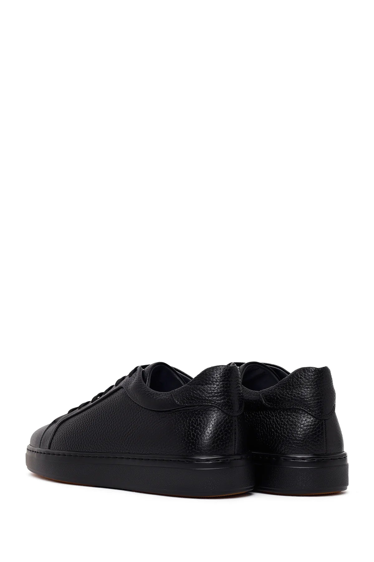 Erkek Siyah Bağcıklı Deri Sneaker