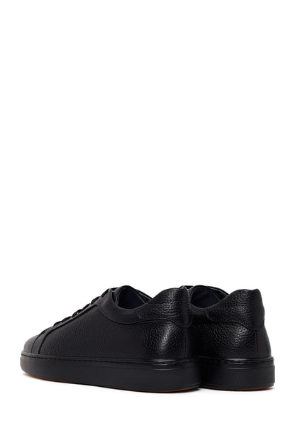 Erkek Siyah Bağcıklı Deri Sneaker
