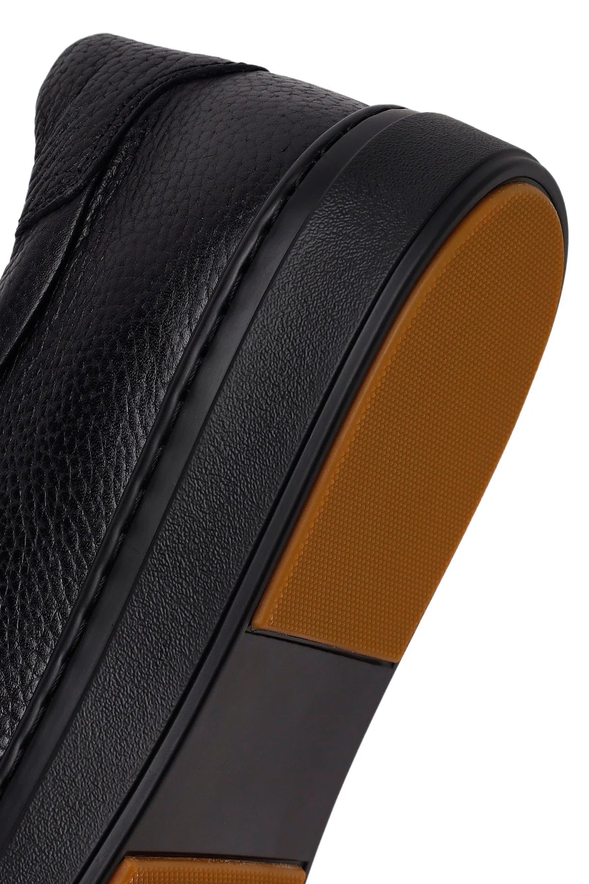 Erkek Siyah Bağcıklı Deri Sneaker