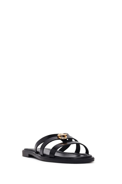 Kadın Siyah Tokalı Deri Terlik