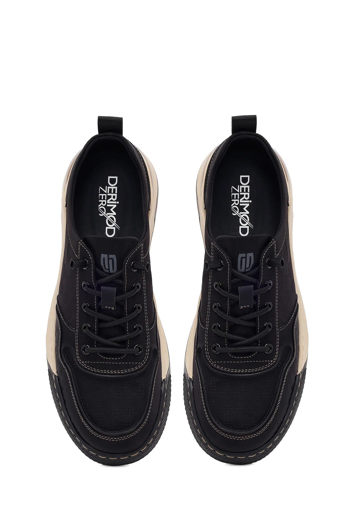 Derimod Zero Erkek Siyah Bağcıklı Kalın Tabanlı Kumaş Sneaker