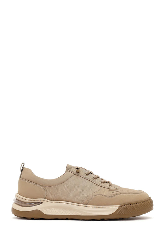 Derimod Zero Erkek Bej Bağcıklı Kalın Tabanlı Kumaş Sneaker