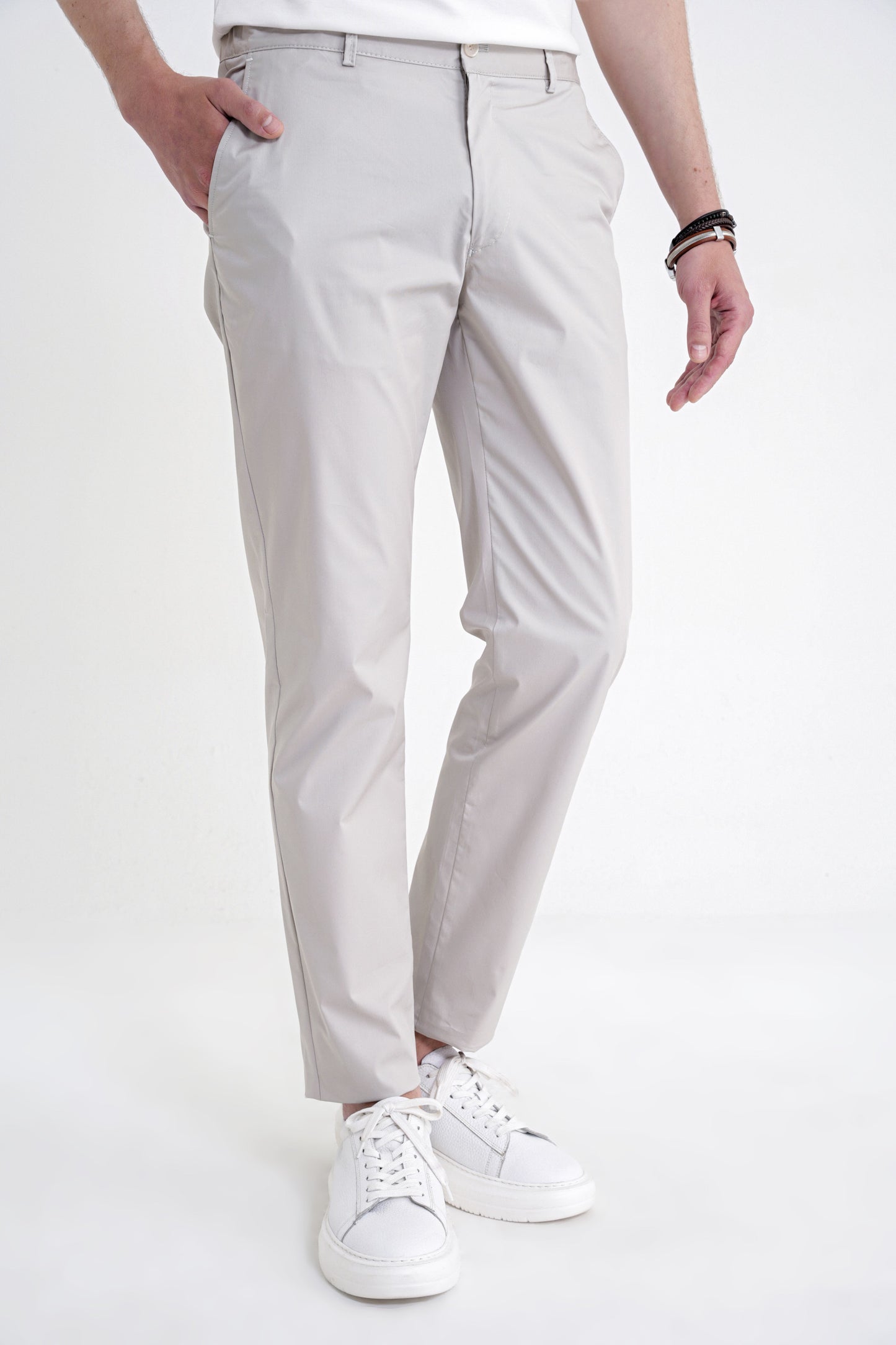 Comfort Fit Yan Cep Beli Lastikli %97 Pamuk Taş Pantolon P 1214