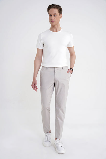 Comfort Fit Yan Cep Beli Lastikli %97 Pamuk Taş Pantolon P 1214