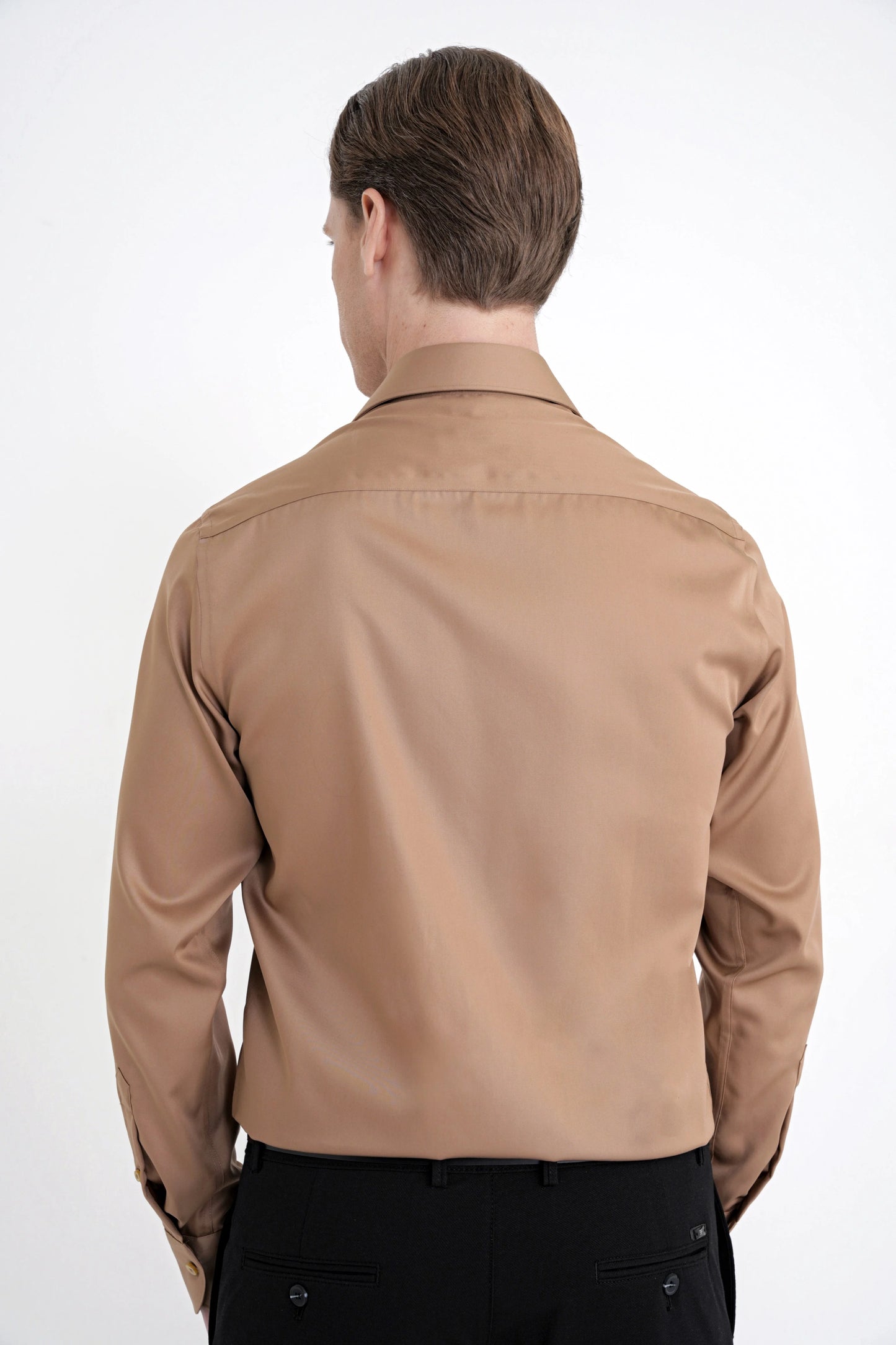 Slim Fit %100 Pamuk Non Iron Kumaş Taba Gömlek Gk 734