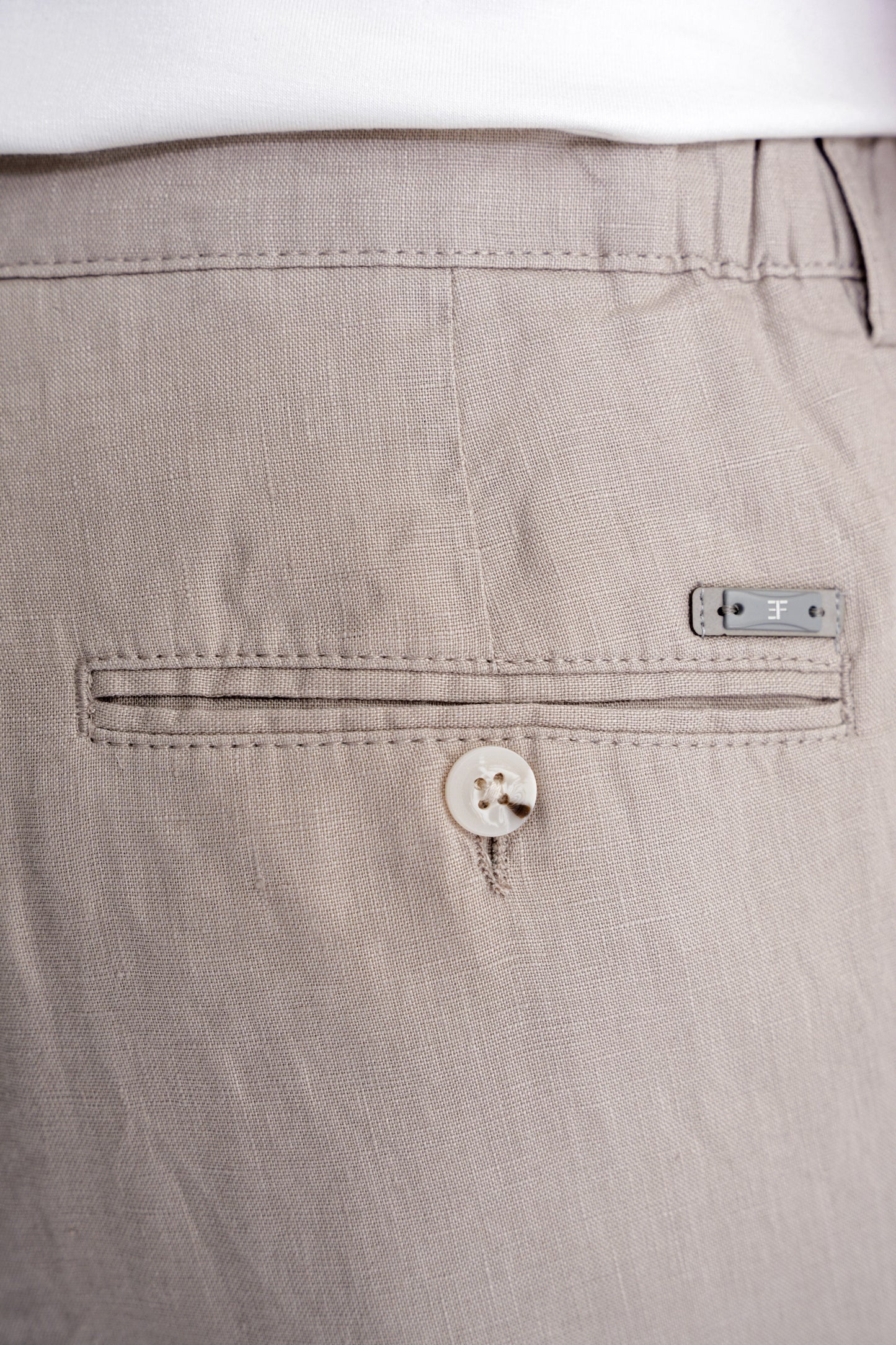 Oversize Kalıp Yan Cep Beli Lastikli Taş Keten Pantolon P 1216