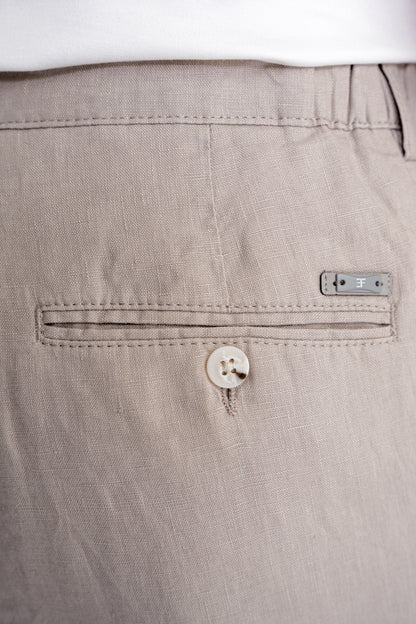 Oversize Kalıp Yan Cep Beli Lastikli Taş Keten Pantolon P 1216