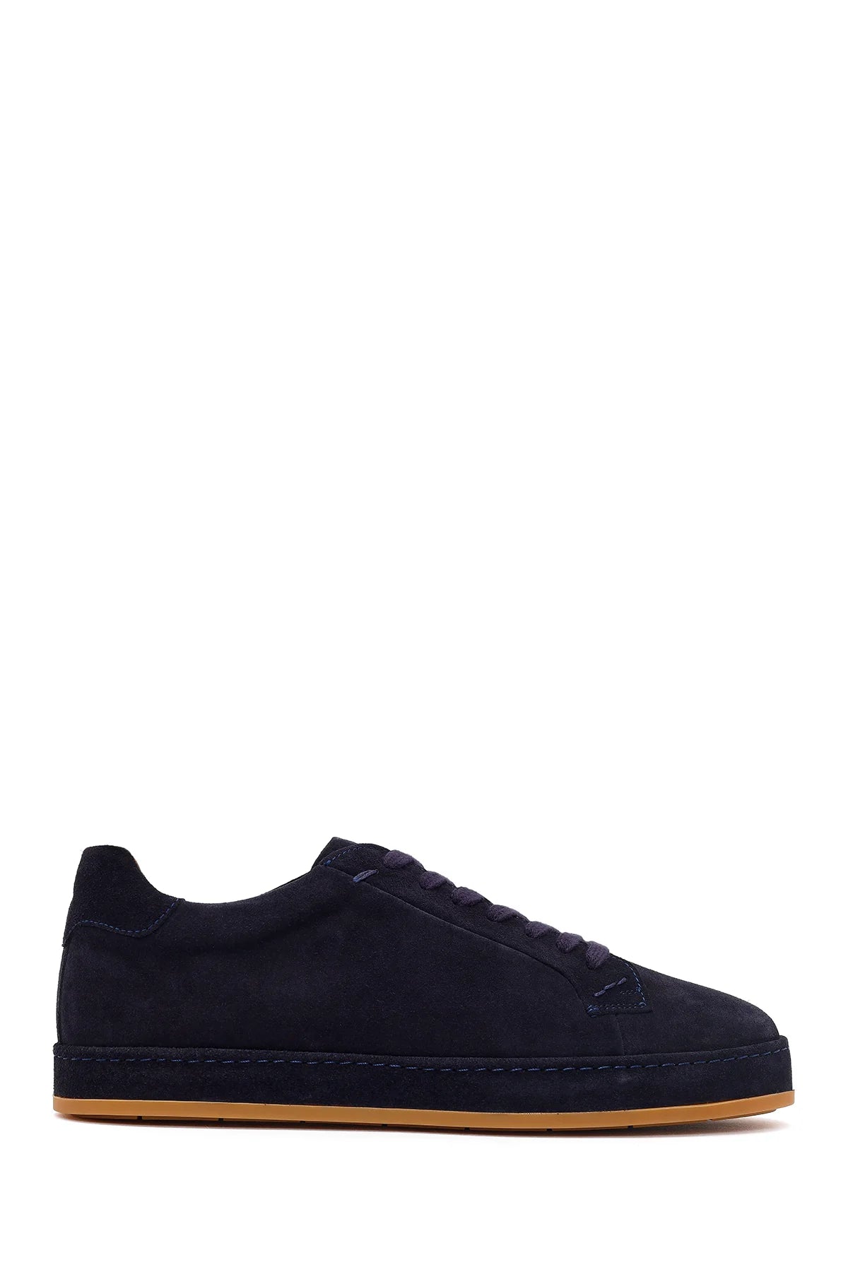 Erkek Lacivert Bağcıklı Süet Deri Sneaker