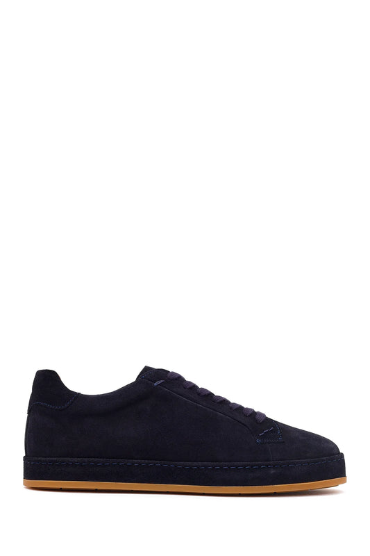 Erkek Lacivert Bağcıklı Süet Deri Sneaker