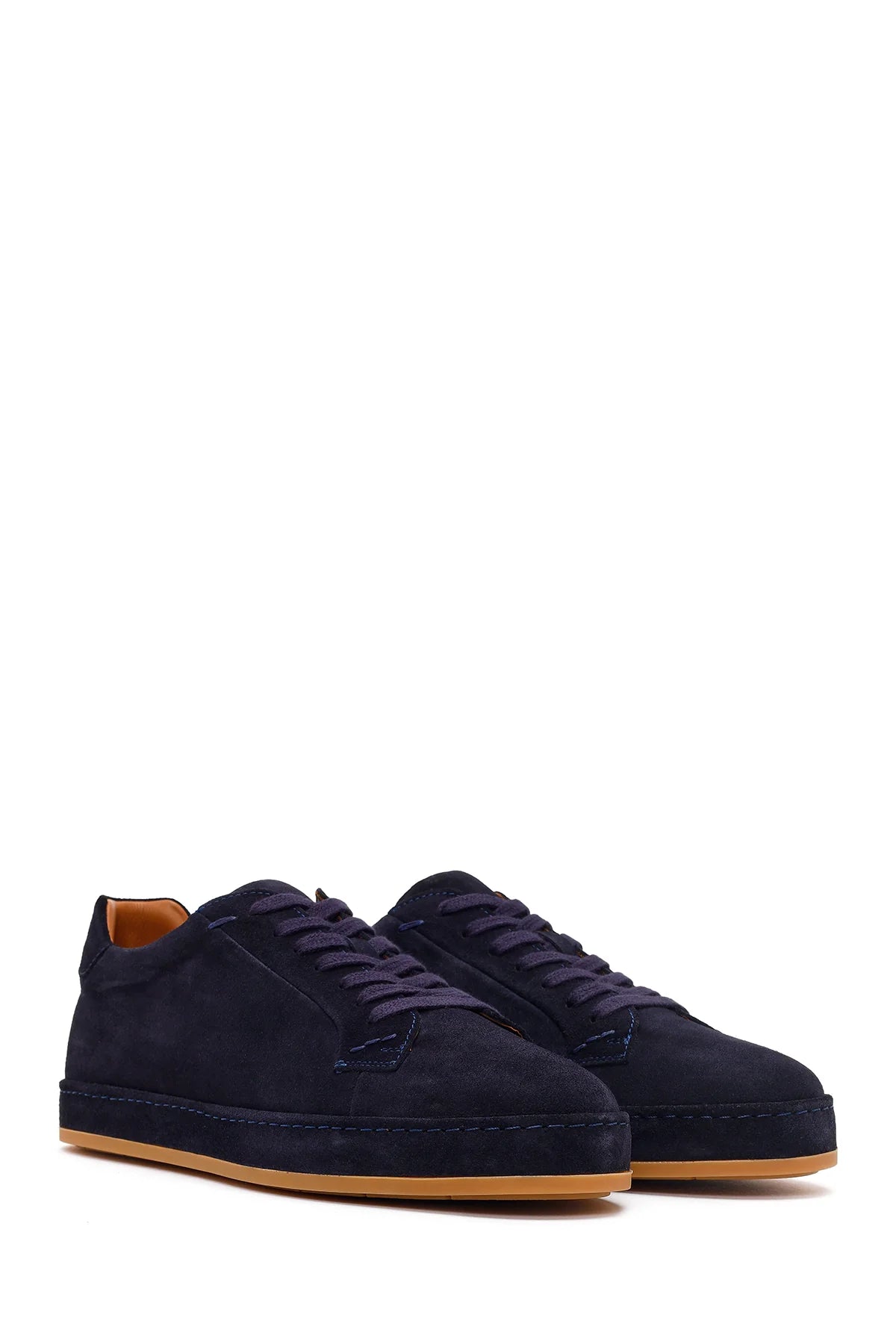 Erkek Lacivert Bağcıklı Süet Deri Sneaker