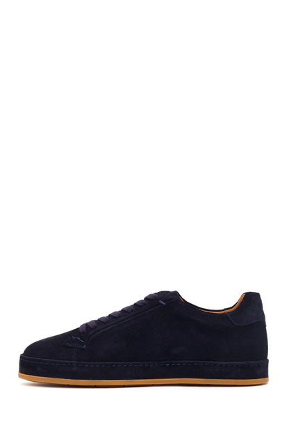 Erkek Lacivert Bağcıklı Süet Deri Sneaker