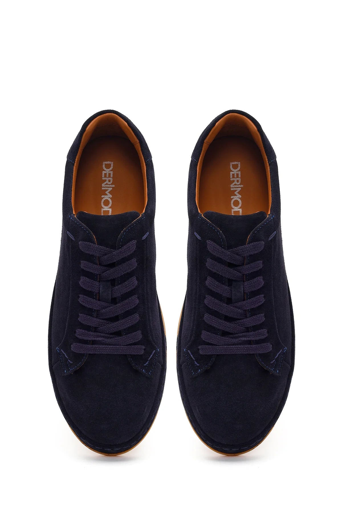 Erkek Lacivert Bağcıklı Süet Deri Sneaker